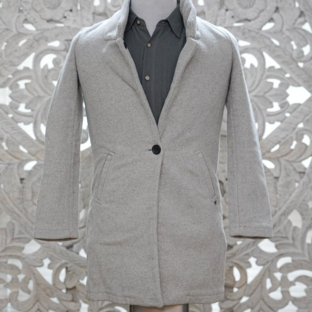 Scotch & Soda Reversible Grey Wool Blend Coat Jacket Men's Small Sleek & Edgy